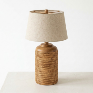 Cylindrical Rattan Table Lamp