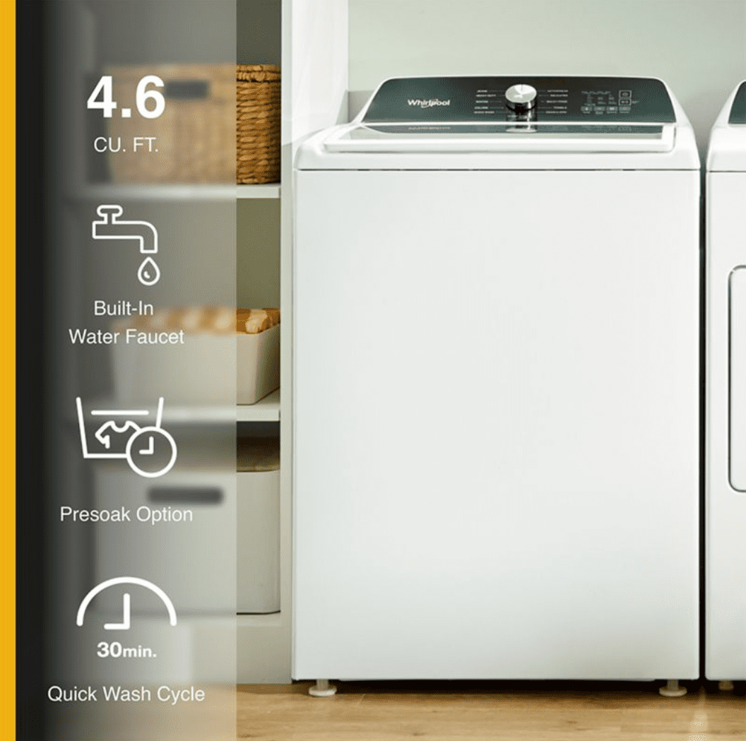 Whirlpool WTW5025SW 4.5 Cu. Ft. Top Load Washer, Built-In Faucet, Agitator - Image 4
