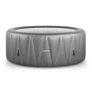 Wave Atlantic 6-Person Inflatable Hot Tub | Integrated Eco Heater | 130 Aquajet Massage System | Anti-Freeze Protection | Quick 15-Minute Setup | Gray Rattan